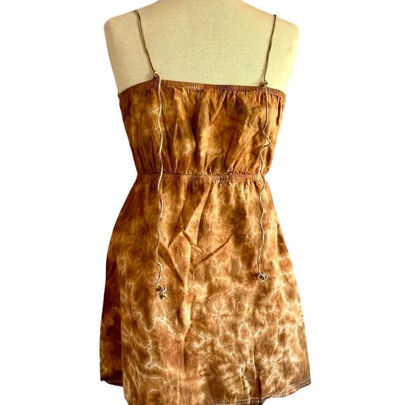 Womens Dress Size 6 Brown Tie Dye Ruffle Hippie Boho Festival Beachy Vacation - Picture 2 of 8